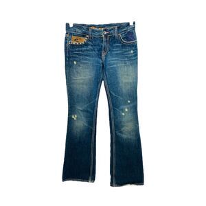 Sacred Women’s Jean’s Blue Denim Bootcut Distressed Size 8 X 33